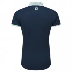 FJ Gingham Trim Sleeve Navy