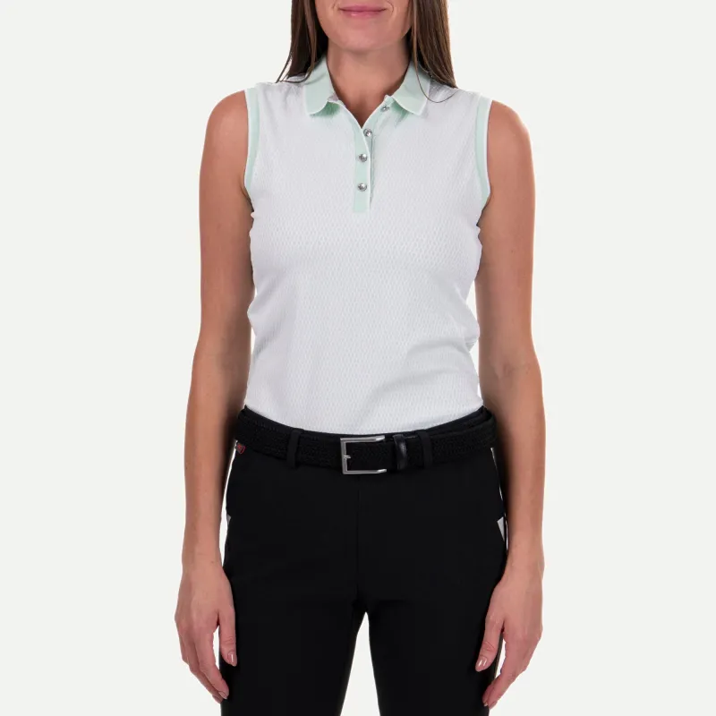 Kjus Women Ella Structure Polo S/L Cucumber Ice/White