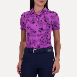 Kjus Women Enya Printed Polo S/S Foxglove/Atlanta Blue